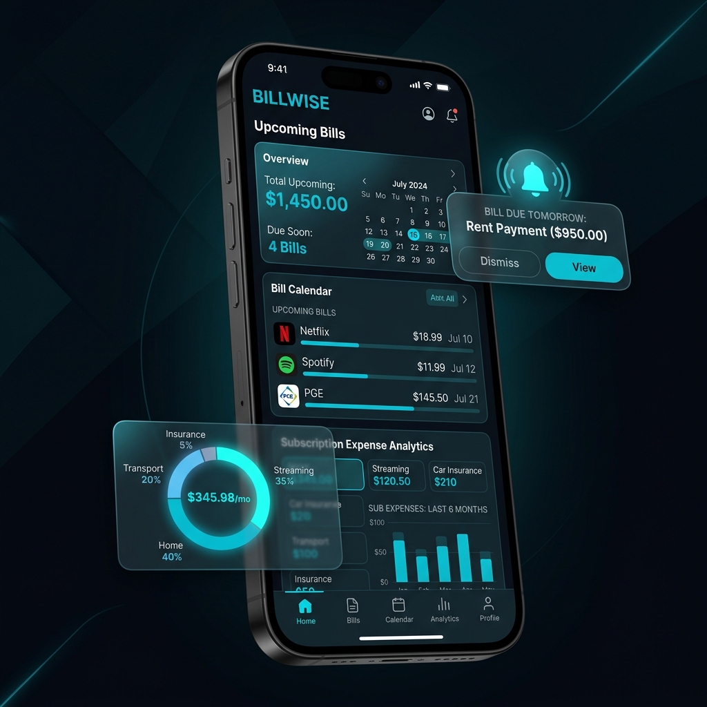 BillAlert — React Native subscription tracking app for US consumers, built in San Francisco